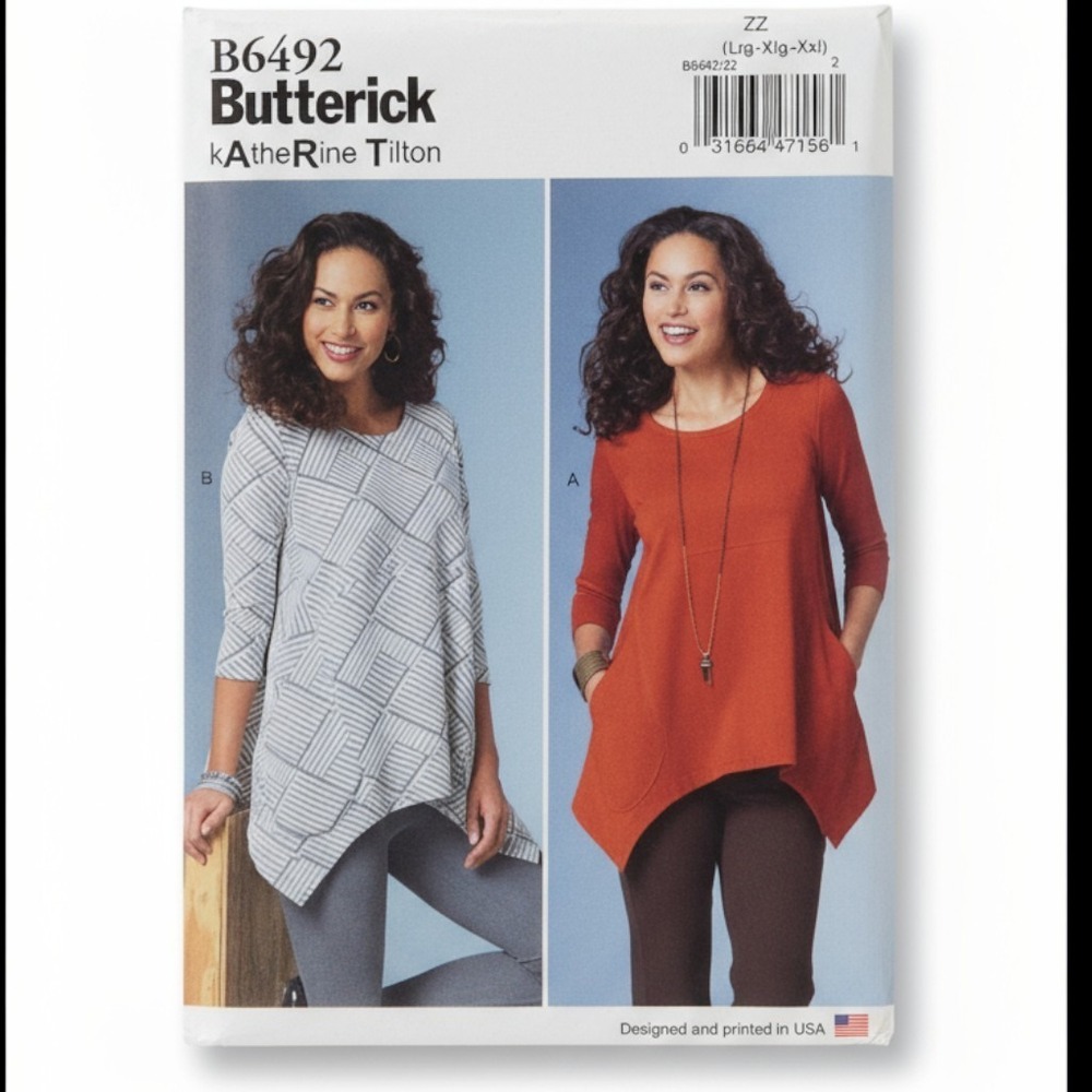 Butterick 6492 Katherine Tilton Tunic Pattern L-XXL 16-26 Lagenlook UNCUT